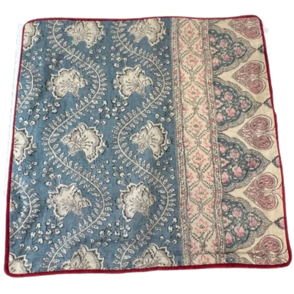 Pottery Barn Ellsworth Reversible Printed Pillow Cover Linen Cotton Blend 22x22